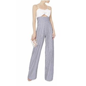 INTERMIX PETERSYN Bow Detail Striped Jumpsuit